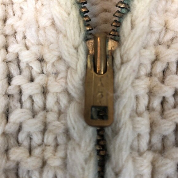 Vintage Cowichan Knitted Zip Sweater Hunter Dog Hunting Pheasant Talon Zipper - Picture 7 of 11